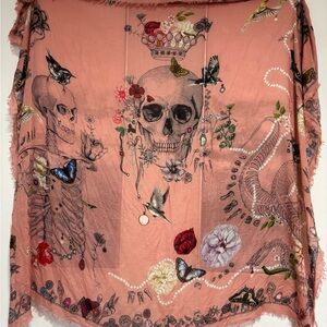 Alexander McQueen Skull Scarf Pink Classic LARGE 54’x54’ Modal/Wool (Read Desc!)